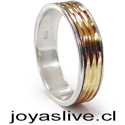  Anillo de plata chilena 950 con oro, unidad  ( Medidas disponibles 22-24-26 )