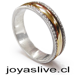  Anillo de plata chilena 950 con oro,unidad  ( Medidas disponibles 12-22-24-)