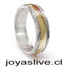  Anillo de plata chilena 950, con oro unidad     ( Medidas disponibles 20-24-26)