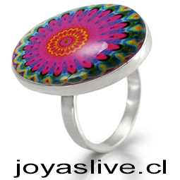 Anillo plata chilena 950, Mandala flor