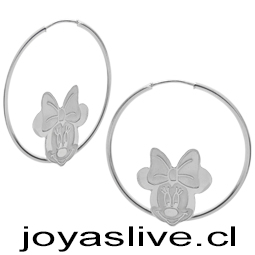 Aros argollas, plata chilena 950 Minnie Mouse