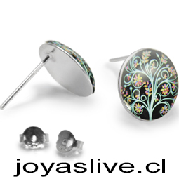OFERTA Aros base plata chilena 950, resina árbol de la vida 