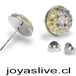  Aros base de plata chilena 950, resina cristal brillante tornasol 
