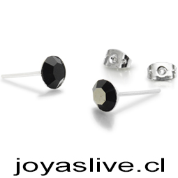 Aros cristal fino con base de Plata, negros