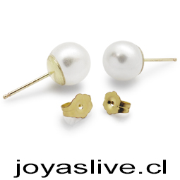  Aros de oro Golfield 14Kl,perlas blancas