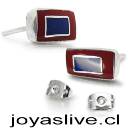 OFERTA  Aros de Plata chilena 950 Gema Jaspe Láspizlazuli. Rectangular (sin cambio ni devolución)