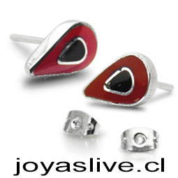 OFERTA  Aros de Plata chilena 950 Gema Jaspe Obsidiana Gota (sin cambio ni devolución)