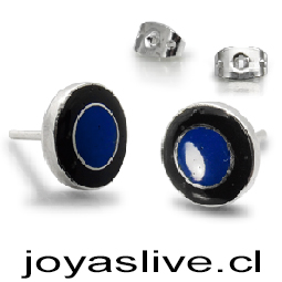 Aros de Plata chilena 950 Gema Obsidiana Láspizlazuli Circular