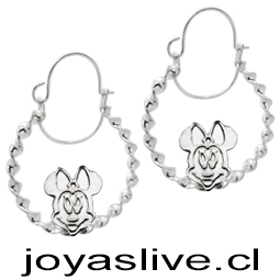 Aros de plata chilena 950, Argollas torcidas grandes, minnie mouse