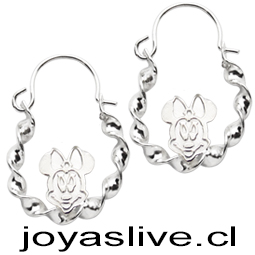 Aros de plata chilena 950, Argollas torcidas Minnie Mouse