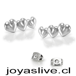  Aros de Plata Chilena 950, corazones Pegados