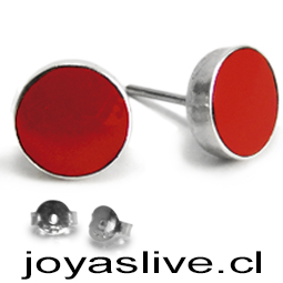 Aros de Plata Chilena 950, Gema  Coral.