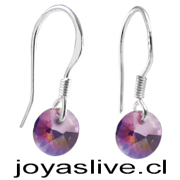 Aros de Plata, Cristal Tornasol morado