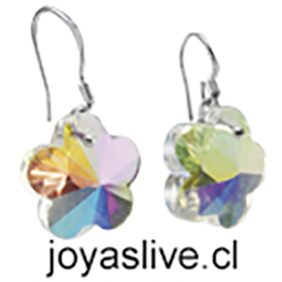 Aros trebol, cristal imitacion Swarovski