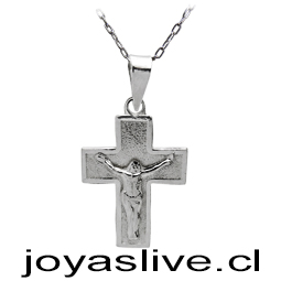 Collar Cruz Jesús plata chilena 950, cadena plata chilena 950,