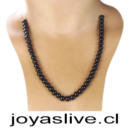 Collar de plata 980 50cm, piedra Obsidiana 