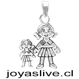 Dije Niña y Mamá, Plata Chilena 950. 23 mm
