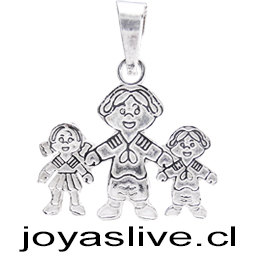 Dije papa niña y niño, plata chilena 950