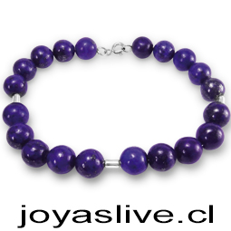 Pulsera Cadena de plata, piedra lapislázuliz mostacillas 25cm