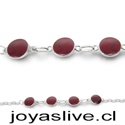 Pulsera de plata chilena 950, Gemas jaspe