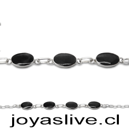 Pulsera de plata chilena 950, Gemas obsidiana