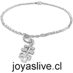 Pulsera o tobilera plata, dije cruz de Caravaca, 25cm.