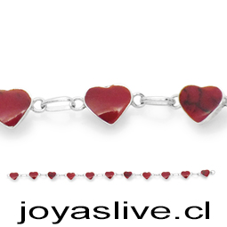 Pulsera Plata chilena, Corazón Gema jaspe