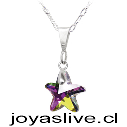  Collar dije cristal fino tornasol colores estrella valier y cadena plata chilena