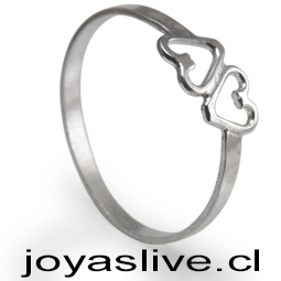 Anillo de plata chilena 950 Doble Corazón (medida 20)