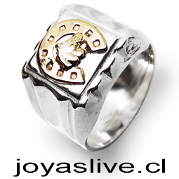 Anillo de plata chilena 950 sello con herradura de oro Goldfield (medidas de la 10 a 28) (an74)
