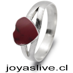 OFERTA.Anillo de plata chilena 950 Corazón jaspe (medida 14) (Sin cambio ni devolucion)