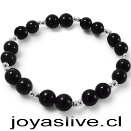 NO VENDER - Pulsera Gema Obsidiana con esferas de plata nacional