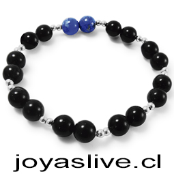 NO VENDER - Pulsera Gema Obsidiana con esferas de plata nacional