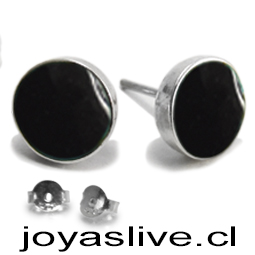 Aros de Plata Chilena 950, Gema  Obsidiana 