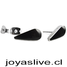  Aros Plata Chilena 950  Obsidiana 