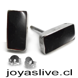  Aros de Plata Chilena 950, Gema Obsidiana 