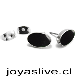  Aros de Plata Chilena 950, Gema  Obsidiana 