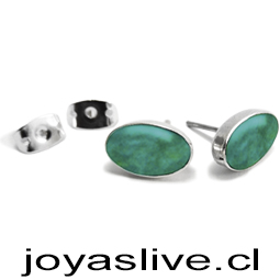 Aros de Plata Chilena 950, Gema  Turquesa