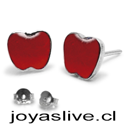  Aros Gema, Plata fina manzanas rojas 