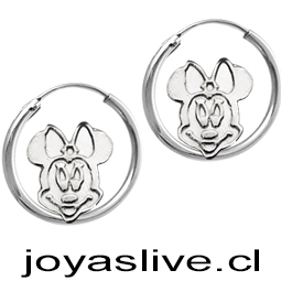 Aro de plata chilena 950, argollas pequeñas Minnie Mouse
