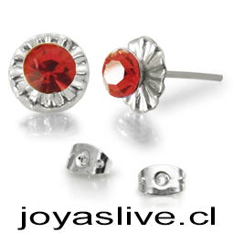    Aros plata chilena, piedra roja