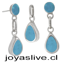 Conjunto plata chilena 950, Gotas Crisocola.