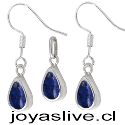 OFERTA!!Conjunto plata chilena 950, Gotas Lapislazuli. (sin cambio ni devolución)