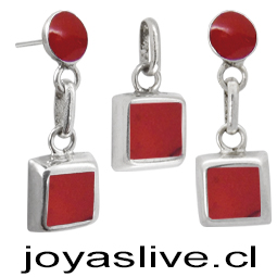 Conjunto plata chilena 950, Cuadrado Jaspe. 