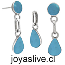 Conjunto plata chilena 950, Gotas Crisocola . 