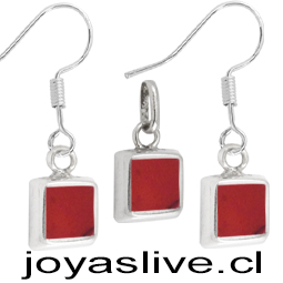 Conjunto con gancho plata chilena 950, Cuadrado Jaspe. 