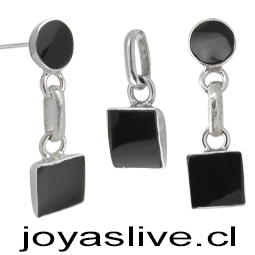 Conjunto plata chilena 950, Cuadrado Obsidiana 