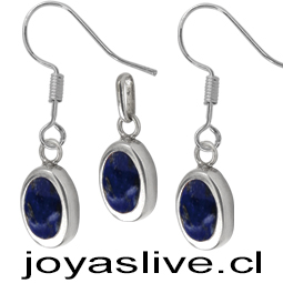 Conjunto plata chilena 950, Óvalo Lapislazuli 