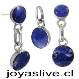   Conjunto plata chilena 950, Circular Lapislazuli 