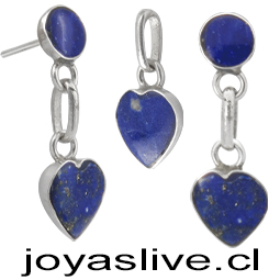 Conjunto plata chilena 950, Corazón Lapislazuli 